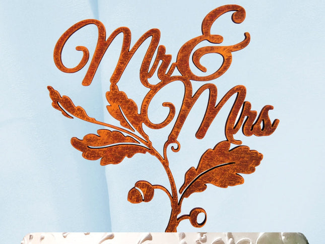 Fall Wedding Cake Topper - Mr. & Mrs. Cake Topper, Wedding Cake Topper, Wedding decor, Fall Wedding, Autumn Wedding Cake 94245F-0