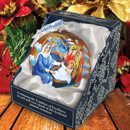 Holy Family Ball Glass Ornament by G. DeBrekht - Nativity Holiday Decor - 73552-3