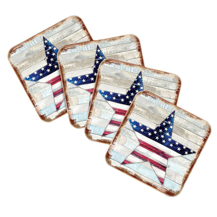 American Star Wooden Cork Coasters Gift Set of 4 by Nature Wonders - 898917C-S4-4
