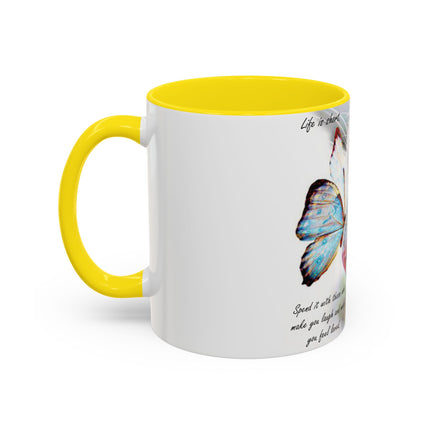 Inspirational Cat & Butterfly Accent Ceramic Mug - 11 oz
