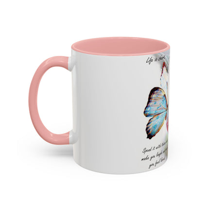 Inspirational Cat & Butterfly Accent Ceramic Mug - 11 oz