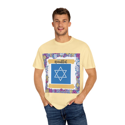 Happy Hanukkah Tee – Unisex Garment-Dyed Shirt for the Festival of Lights