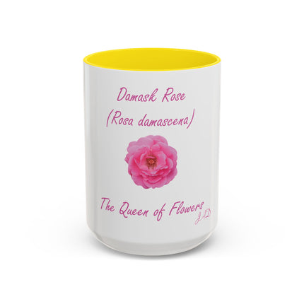 Damask Rose Coffee Mug — "The Queen of Flowers" Botanical Tea Cup
