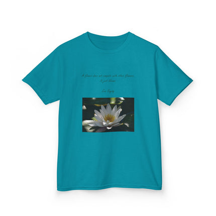Inspirational Kids Tee – “A Flower Just Blooms” Nature Graphic Shirt