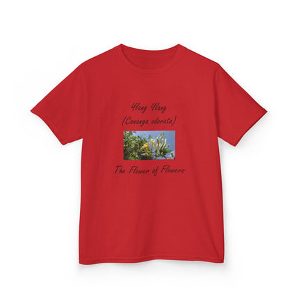 Ylang Ylang Kids Cotton Tee – “Flower of Flowers” Graphic Shirt