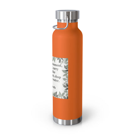 Zen Proverb 22oz Vacuum Water Bottle — Insulated Copper-Style Bottle with Leaf Border