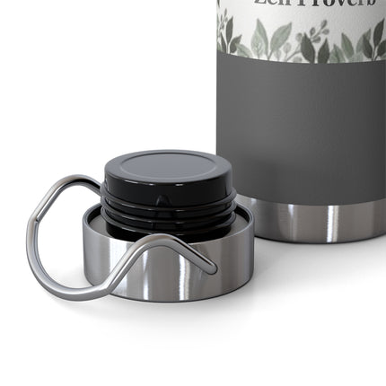 Zen Proverb 22oz Vacuum Water Bottle — Insulated Copper-Style Bottle with Leaf Border