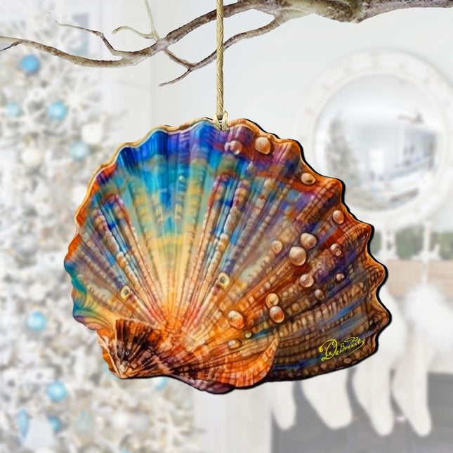Coastal Christmas Decor - Rainbow Shell Wooden Ornaments by G.Debrekht Coastal Holiday Decor - 8688196-0