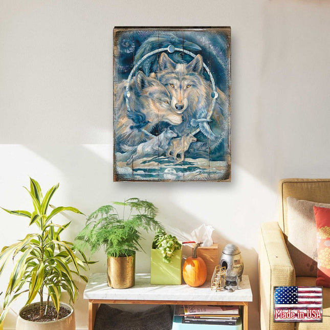 In Spirit I Am Free Wolves & Ravens Wooden Wall Art by J. Bergsma - Nature Wildlife Decor  - 8592723BP-JB-0