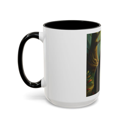 Fairy and Black Cat Forest Coffee Mug – Fantasy Woodland Tea Cup