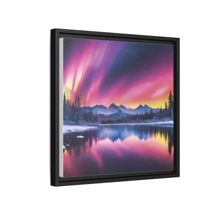 Framed Matte Canvas - Aurora Lake Landscape Wall Art