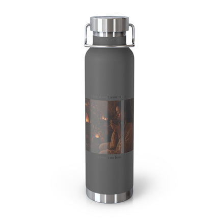 22oz Copper Vacuum Bottle — "Cacao doesn’t wake me up, it brings me home" Warm Rustic Coffee Thermos