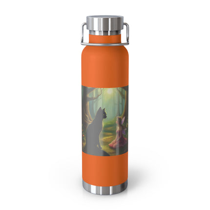 22oz Insulated Bottle — Enchanted Forest Cat & Girl Illustration