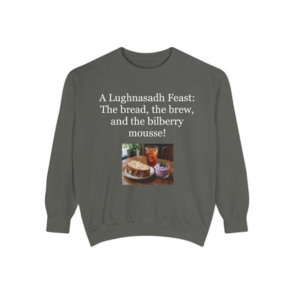 Lughnasadh Feast Sweatshirt — "The bread, the brew, and the bilberry mousse!"