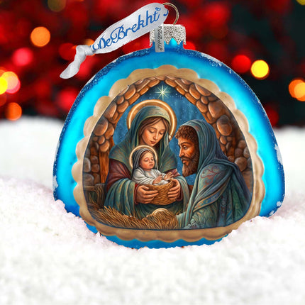 Holy Family Rainbow Glass Ornament by G. Debrekht - Nativity Holiday Decor - 756-017-3