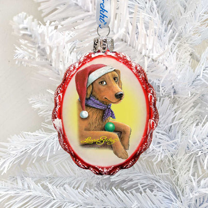 Flowers Fetch Fun Mercury Glass Ornament by Laura Seeley - Pets Dog and Cats Decor - 779218-LS-1