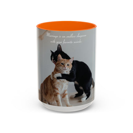 Cat Lovers Accent Mug – 15oz Ceramic Cup with Sleepover Quote