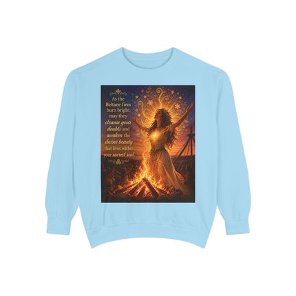 Bonfire Witch Sweatshirt — "As the Beltane fire burns bright" Pagan Festival Crewneck