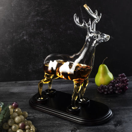 Stag Antler Crystal Decanter - Elegant Stag/Reindeer Liquor Decanter by The Wine Savant - Luxury Decanter for Bourbon, Scotch, or Whiskey 750ml Perfect For Any Bar, Hunter's Gift Hunting Enthusiasts-3