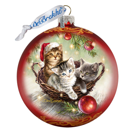 Christmas Kittens Glass Ornament by D. Gelsinger - Christmas Décor - 71101-1607-4
