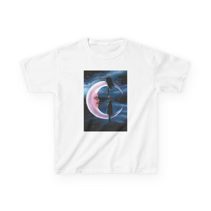 Kids Moon Dreamer Tee — Black Cats on Crescent Moon Graphic