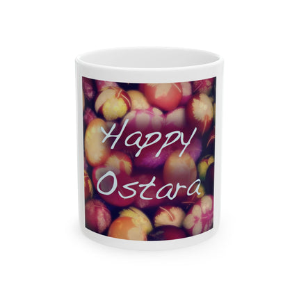 Ostara Floral Mug — "Happy Ostara" Easter Spring Celebration Ceramic Mug (11oz, 15oz)