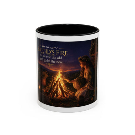 Brigid’s Fire Accent Coffee Mug — Pagan Imbolc Celebration Tea Cup (11/15oz)