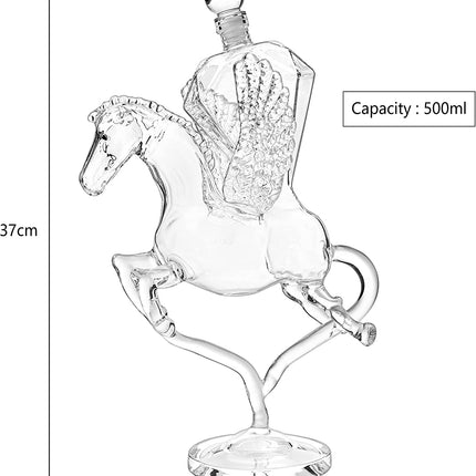 Pegasus Diamond Crystal Decanter, For Wine & Whiskey - The Wine Savant - 12" Tall Dazzling Crystalline - For Wine, Spirits, Scotch, Bourbon, Cognac and Brandy - 500mL - Pegasus Horse Winged Diamonds-4