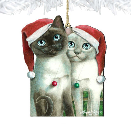 Angels Santa Cat Wooden Ornaments - Tree Ornament by Laura Seeley - Pets Dog and Cats Decor - 8512059-LS-2