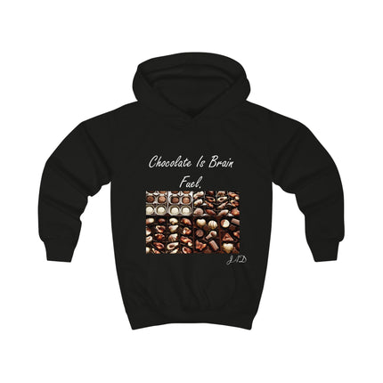 Kids Hoodie — "Chocolate Is Brain Fuel" Candy Box Graphic Hoodie for Children