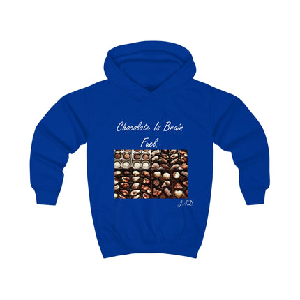 Kids Hoodie — "Chocolate Is Brain Fuel" Candy Box Graphic Hoodie for Children