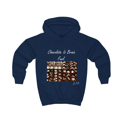 Kids Hoodie — "Chocolate Is Brain Fuel" Candy Box Graphic Hoodie for Children