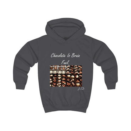 Kids Hoodie — "Chocolate Is Brain Fuel" Candy Box Graphic Hoodie for Children
