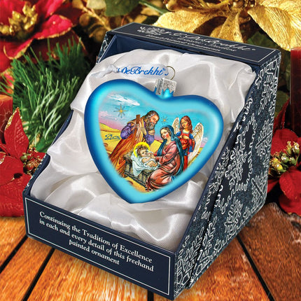 Nativity Heart Glass Ornament by G. DeBrekht - Nativity Holiday Decor - 753-081-2