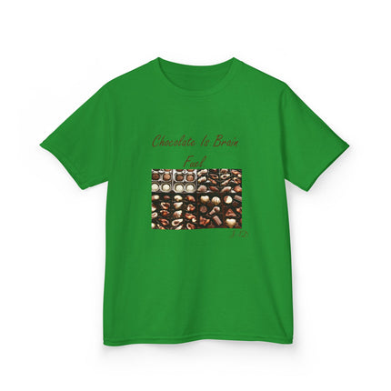Kids Heavy Cotton™ Tee - "Chocolate Is Brain Fuel" - Fun Gifts for Young Chocolate Lovers