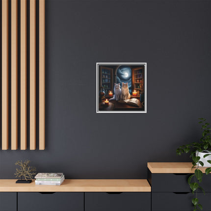 Mystic Moonlit Cats Framed Canvas — Witchy Home Décor Art