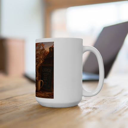Autumn Speaks in the Language of Cider Ceramic Mug — Fall Apple Cider Coffee Cup (11oz, 15oz)