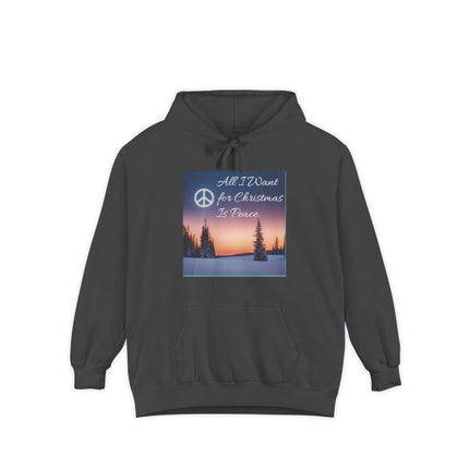 Peaceful Christmas Hoodie – "All I Want for Christmas is Peace" Winter Tree Graphic