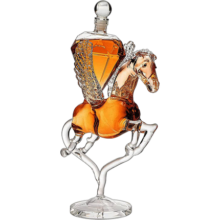Pegasus Diamond Crystal Decanter, For Wine & Whiskey - The Wine Savant - 12" Tall Dazzling Crystalline - For Wine, Spirits, Scotch, Bourbon, Cognac and Brandy - 500mL - Pegasus Horse Winged Diamonds-0