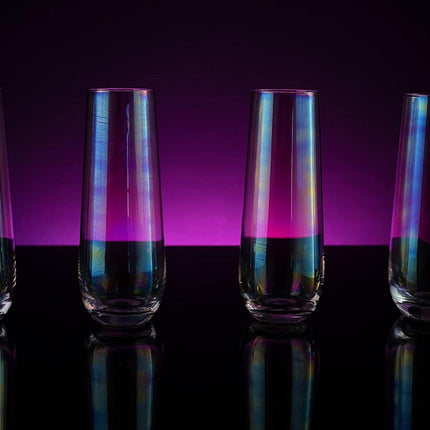 Iridescent Luster Pearl Radiance Set of 4 Wine Glasses 10oz - Radiant and Nostalgic Large Red or White Wine Glass, Entertaining An Ethereal Experience-2