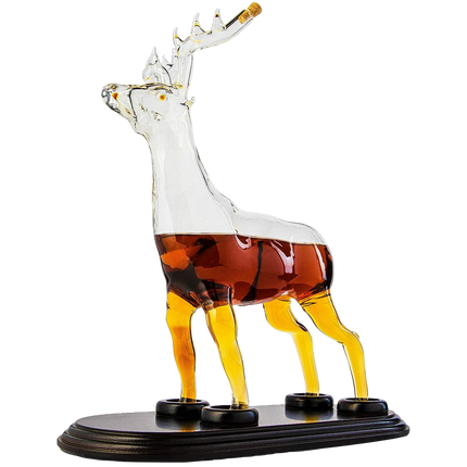 Stag Antler Crystal Decanter - Elegant Stag/Reindeer Liquor Decanter by The Wine Savant - Luxury Decanter for Bourbon, Scotch, or Whiskey 750ml Perfect For Any Bar, Hunter's Gift Hunting Enthusiasts-0