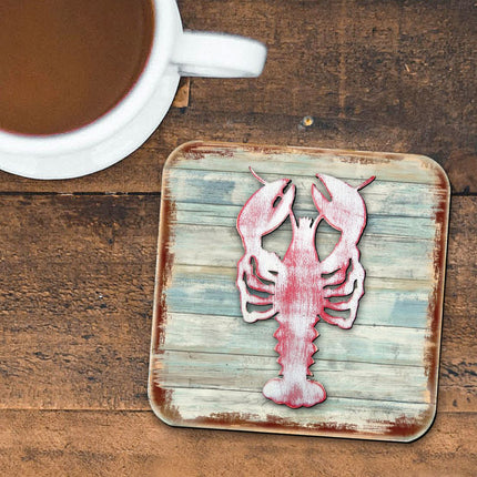 Lobster Coastal Wooden Cork Coasters Gift Set of 4 by Nature Wonders - Coastal Sea-Life Decor - 8198538-9C-S4-3