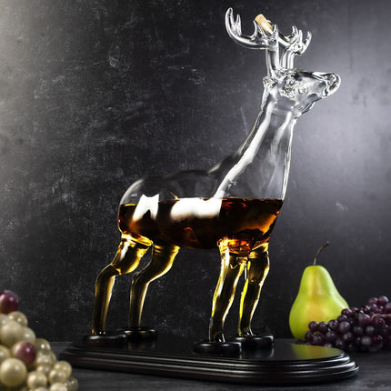 Stag Antler Crystal Decanter - Elegant Stag/Reindeer Liquor Decanter by The Wine Savant - Luxury Decanter for Bourbon, Scotch, or Whiskey 750ml Perfect For Any Bar, Hunter's Gift Hunting Enthusiasts-1