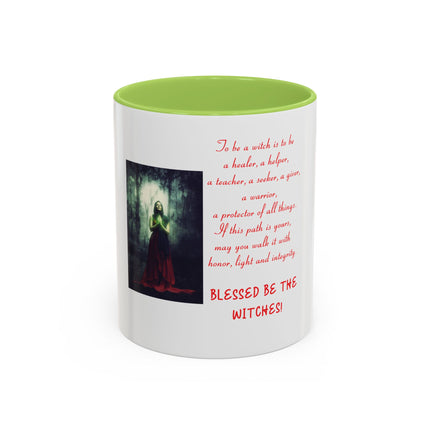Blessed Be the Witches Accent Coffee Mug — Witchcraft Poem, Gothic Pagan Gift