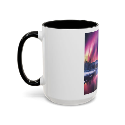 Aurora Lake Accent Coffee Mug — Northern Lights Landscape 11/15oz