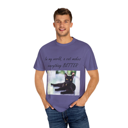 In My World Cat T-Shirt – Unisex Garment-Dyed Tee for Cat Lovers