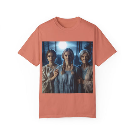 Mystical Sisterhood Tee – Garment-Dyed Shirt of Triple Goddess