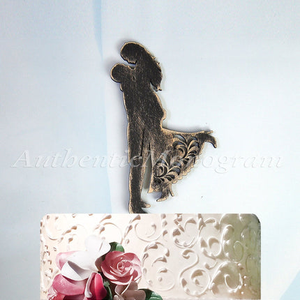 Wedding Cake Topper - Wedding Cake Topper -  Mr. & Mrs. Silhouette Wooden Cake Decoration - Rustic Wedding Cake topper 94316-2