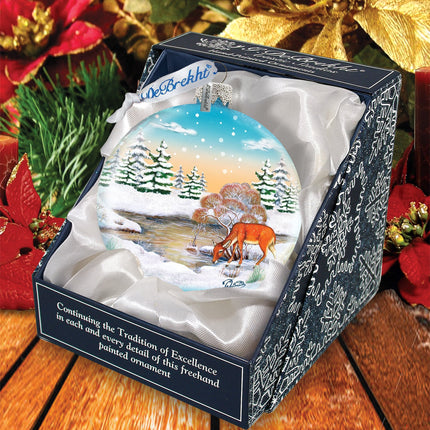 Winter Reindeer Ball Glass Ornament by G. DeBrekht - Wildlife Holiday Décor - 73416-3