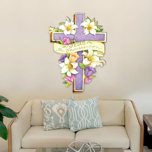 Easter Cross- He is Risen Outdoor Scene by Susan Winget - Easter Spring Decor - 8471303F-SW-0